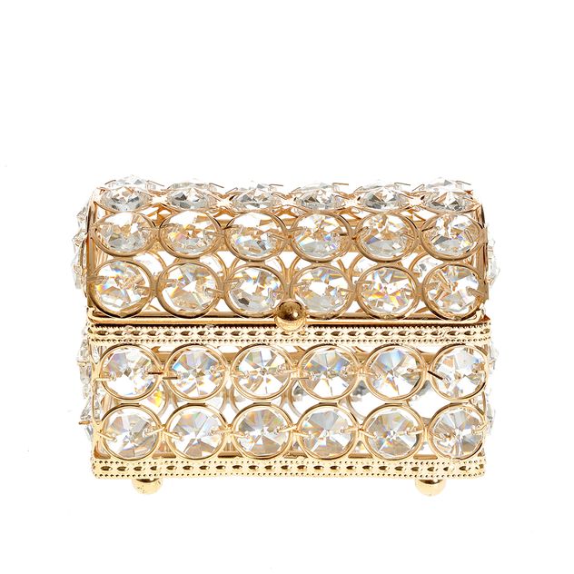 Cutie decorativa metalica cu insertii transparente