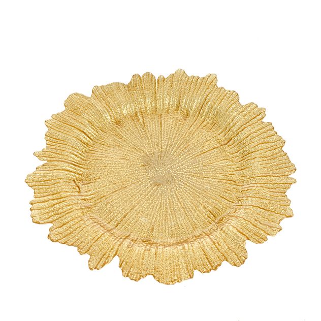 Platou decorativ auriu cu forma neregulata 33 cm
