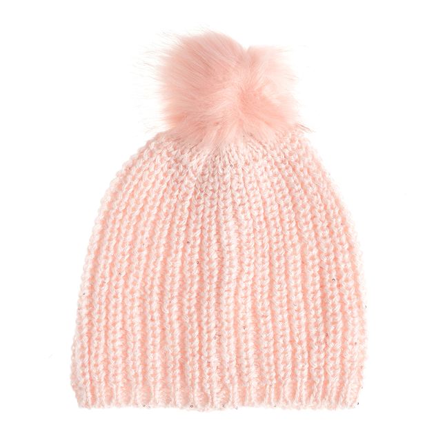 Caciula roz cu mot pufos