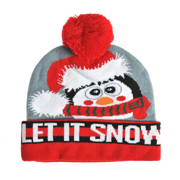 Caciula gri cu pinguin Let it snow