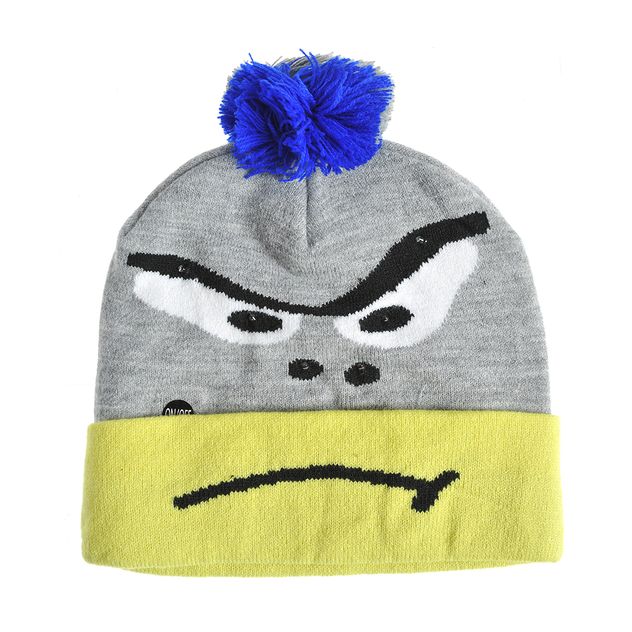 Caciula de iarna cu fata furioasa si ciucure bleumarin