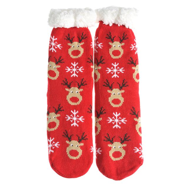 Sosete rosii de Craciun cu ren