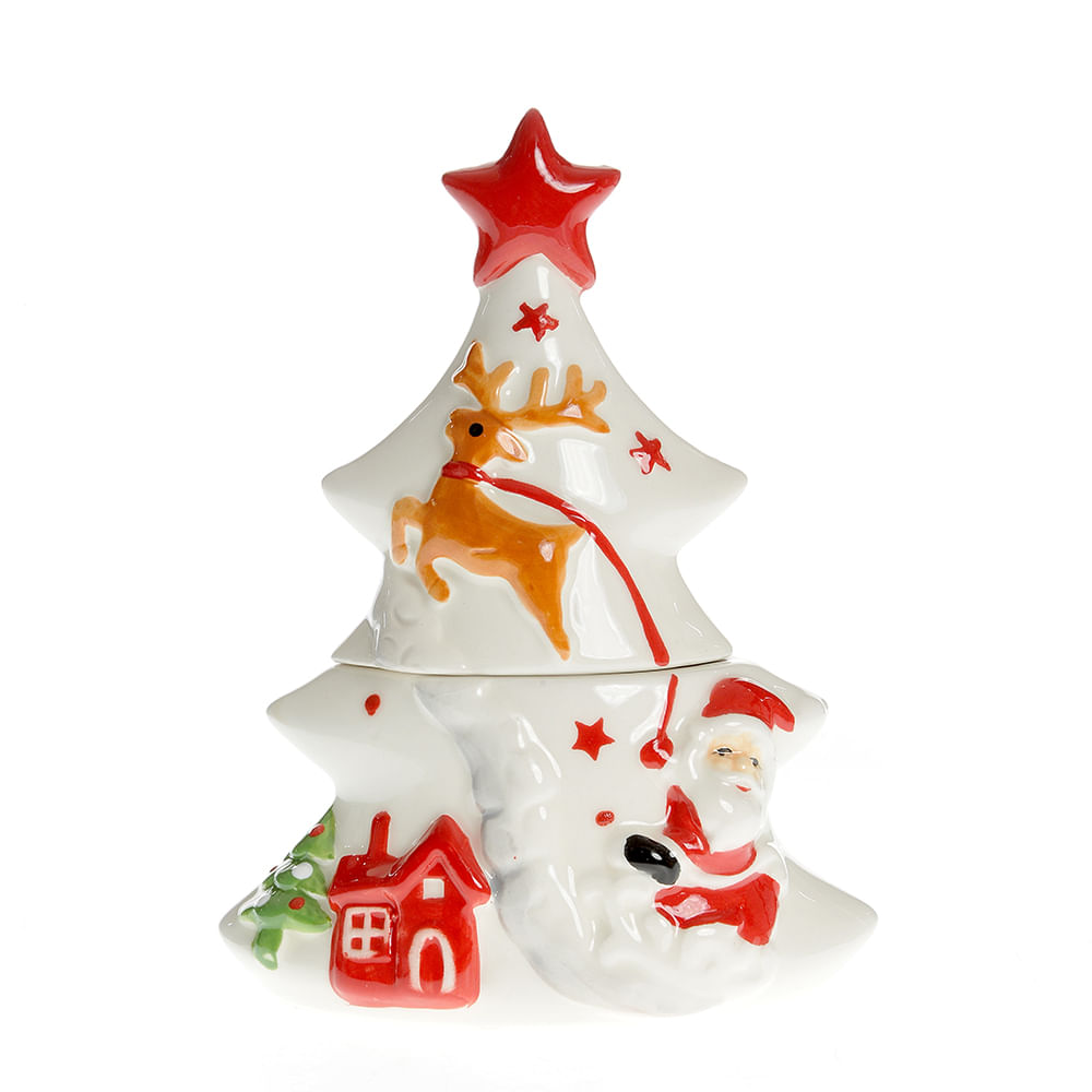 Decoratiune Craciun tip cutie cu capac in forma de brad