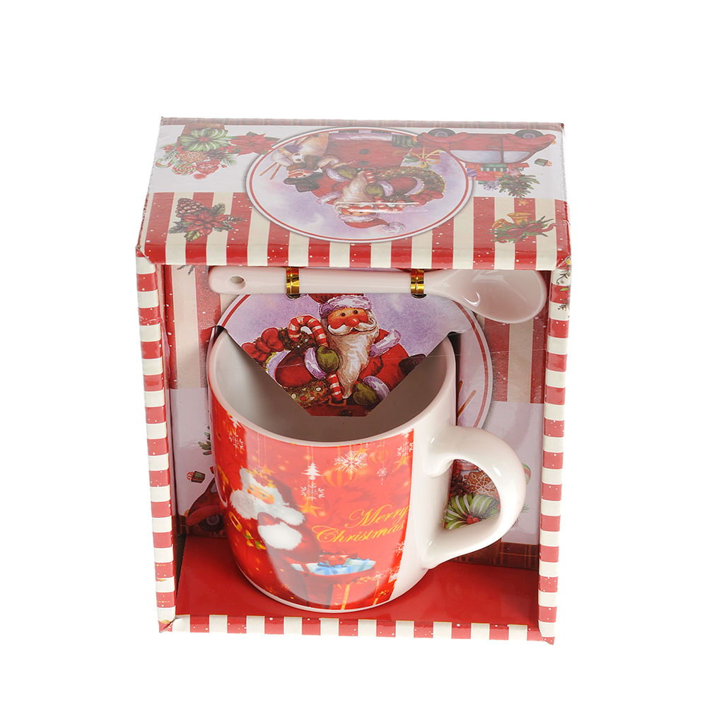 Cana cu lingurita imprimeu Mos Craciun 200 ml - 2 | YEO
