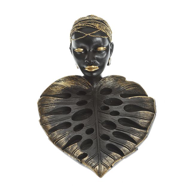 Tava decorativa in forma de frunza cu bust feminin