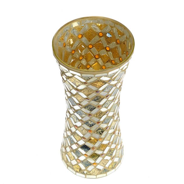 Vaza sticla mozaic multicolor 30 cm