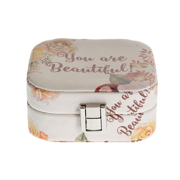 Cutie de bijuterii cu model floral si compartimente interioare