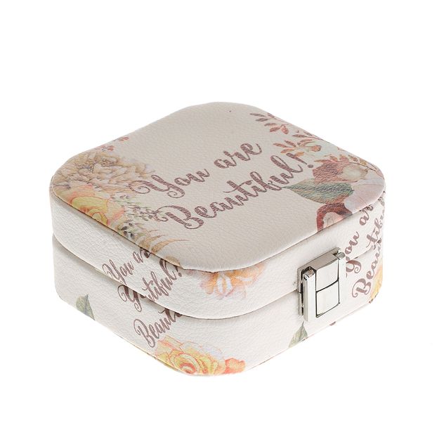 Cutie de bijuterii cu model floral si compartimente interioare