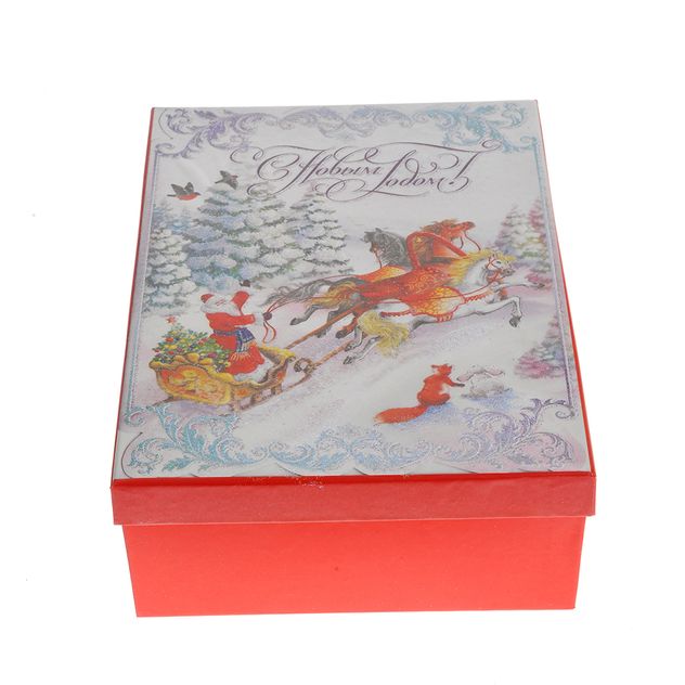 Cutie de cadou cu Mos Craciun si sanie cu reni