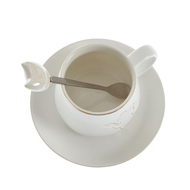 Ceasca ceramica alba cu contur pisica 150 ml