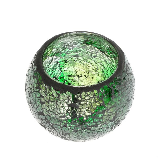 Suport lumanare mozaic sticla verde
