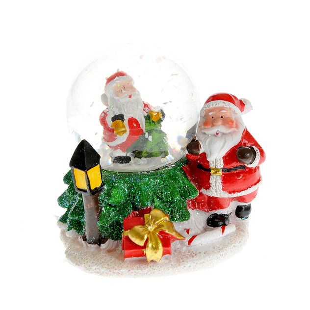 Decoratiune glob cu apa Mos Craciun 7 cm