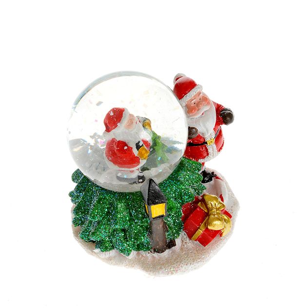 Decoratiune glob cu apa Mos Craciun 7 cm