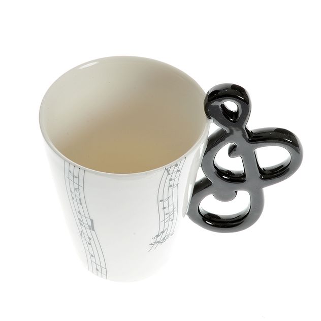 Cana ceramica cu note muzicale si toarta cheia sol 350 ml