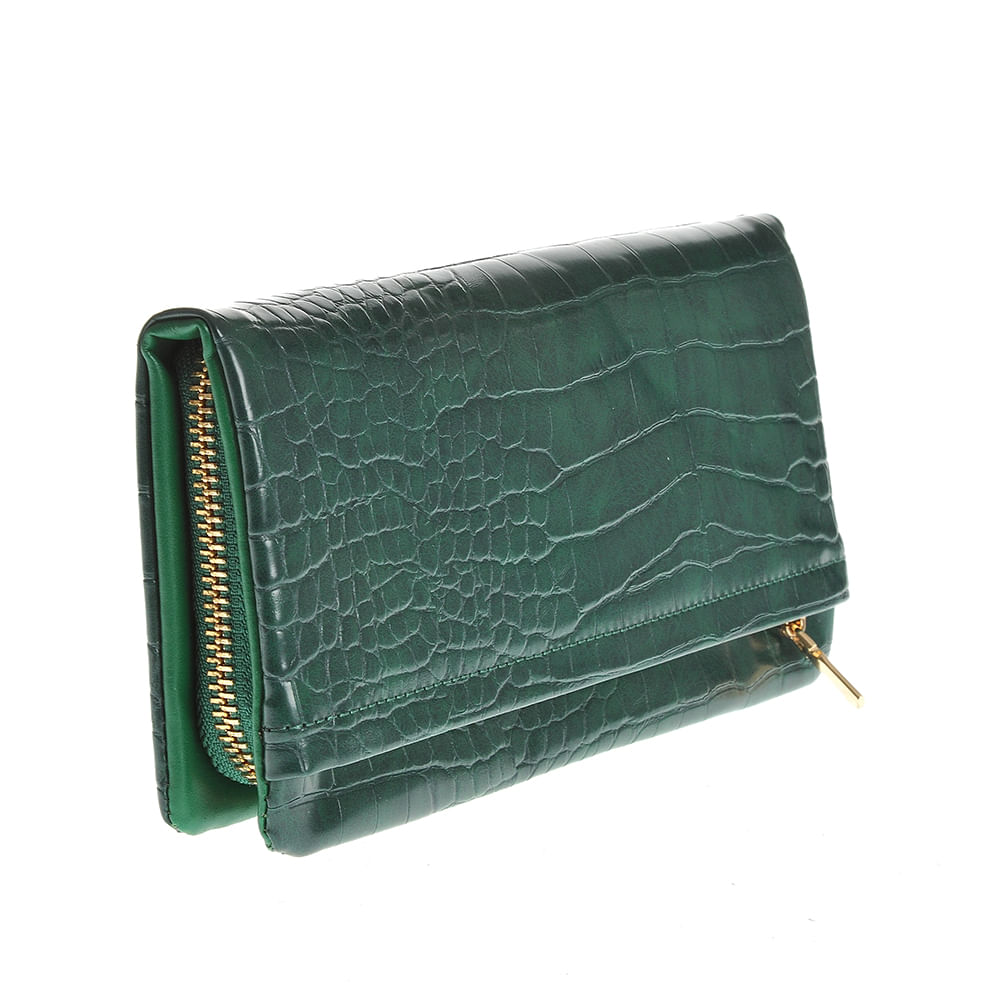Portofel verde cu aspect piele de sarpe - 1 | YEO