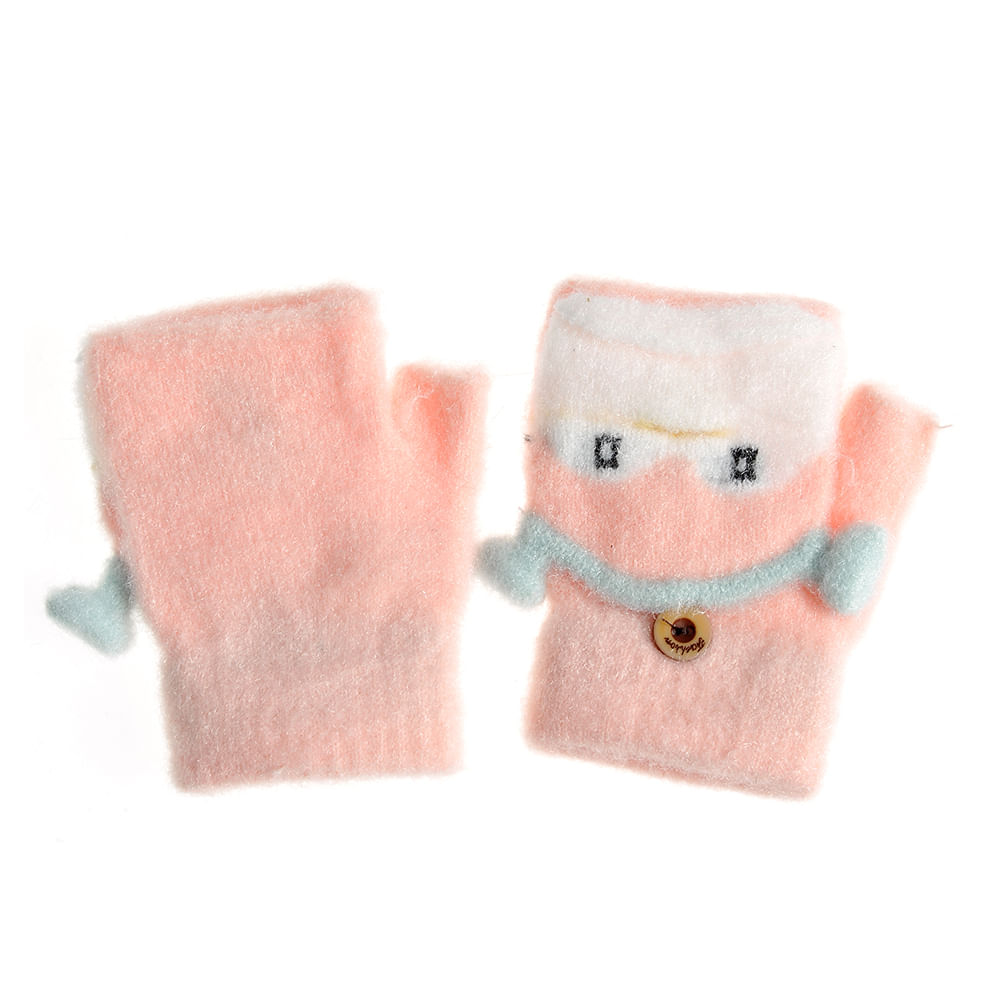 Manusi roz cu clapeta, model cu pinguin - 3 | YEO