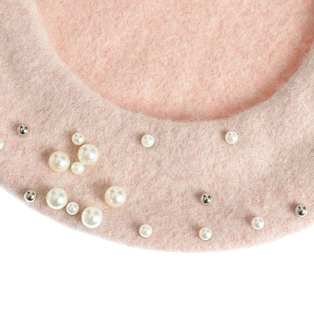 Bereta roz cu perle albe