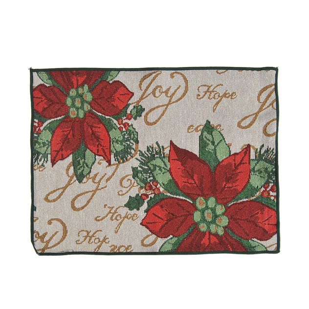 Napron cu imprimeu floral si tematica de Craciun