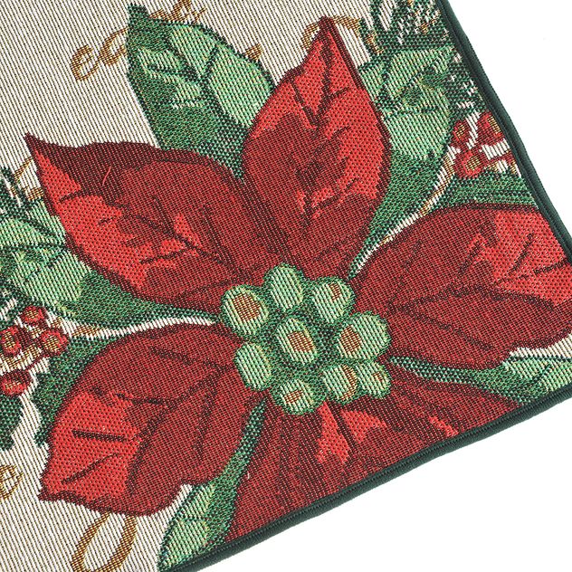 Napron cu imprimeu floral si tematica de Craciun