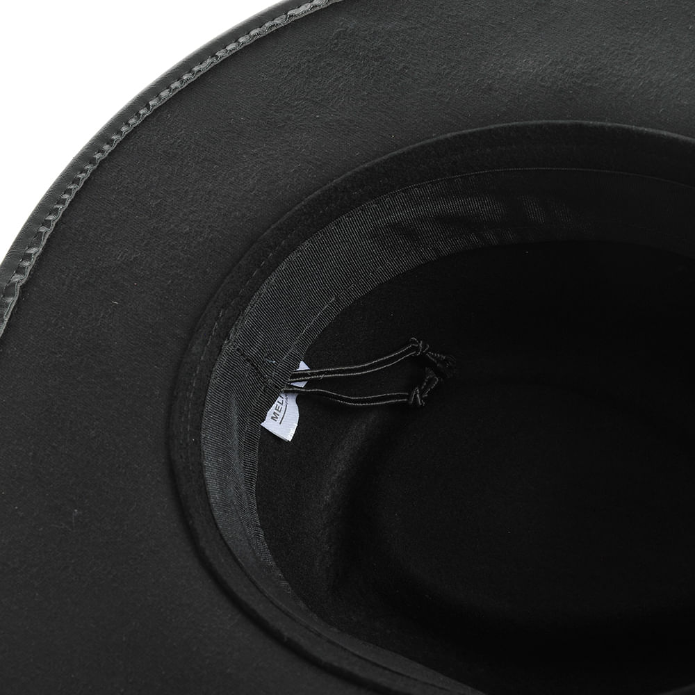 Palarie neagra cu bor din piele sintetica - 2 | YEO