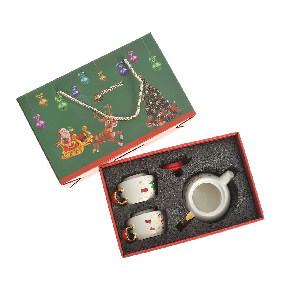 Set ceainic 420 ml cu doua cani 160 ml model craciun - 1 | YEO