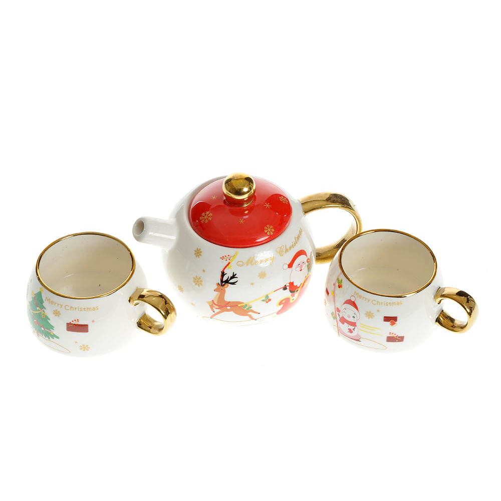 Set ceainic 420 ml cu doua cani 160 ml model craciun - 4 | YEO