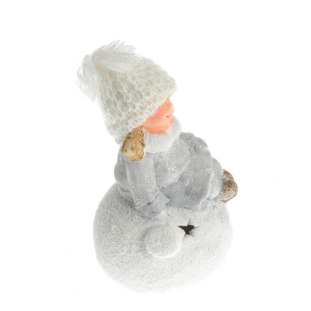 Decoratiune Craciun cu lumina LED si fetita in tinuta de iarna