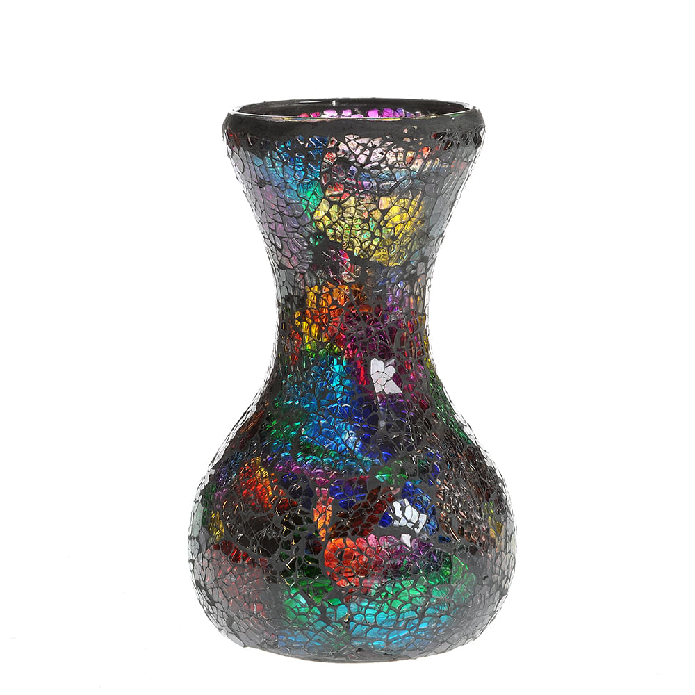 Vaza sticla mozaic multicolor 20 cm