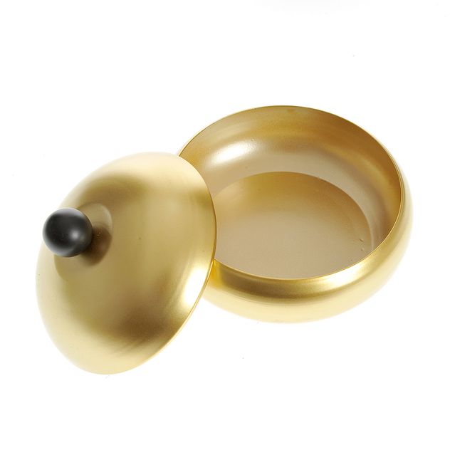 Decoratiune bol auriu cu capac 16 cm