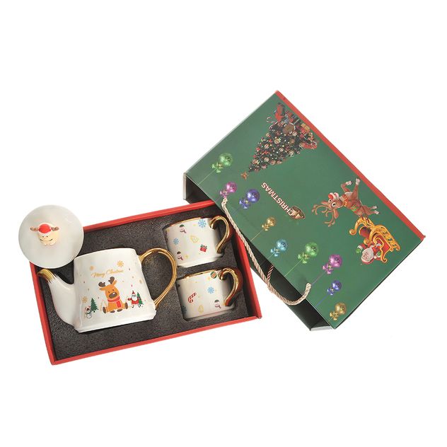 Set ceainic 550 ml cu 2 cesti 220 ml model craciun