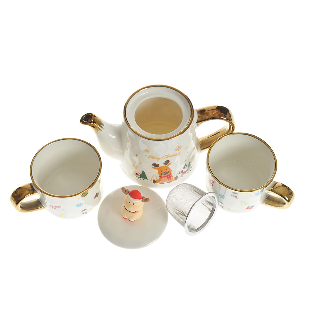Set ceainic 550 ml cu 2 cesti 220 ml model craciun - 2 | YEO
