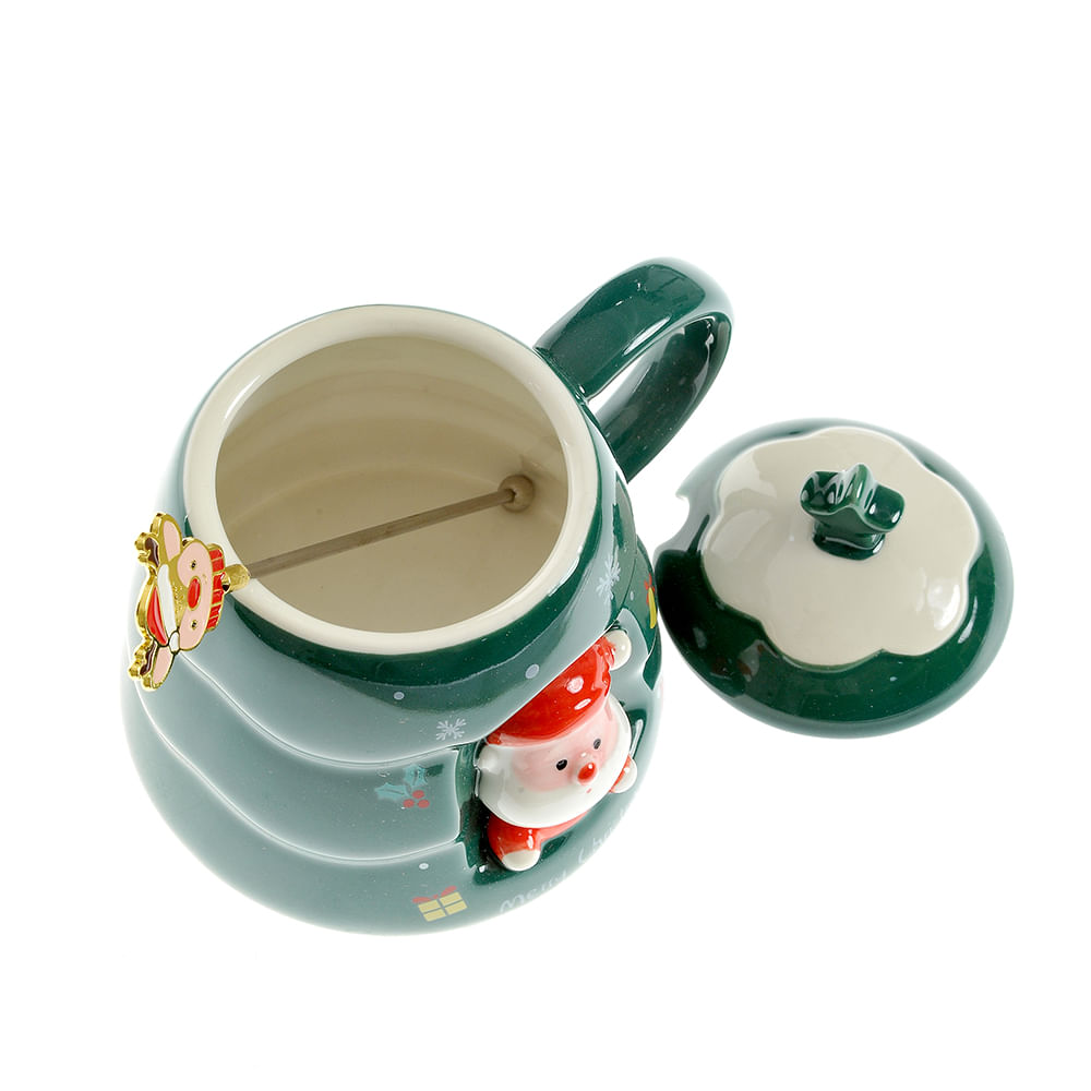 Cana verde cu capac si lingurita 450 ml - 4 | YEO