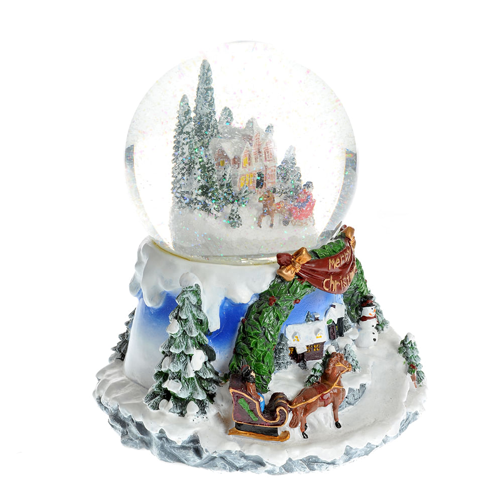 Decoratiune glob Mos Craciun cu ren 20 cm - 1 | YEO
