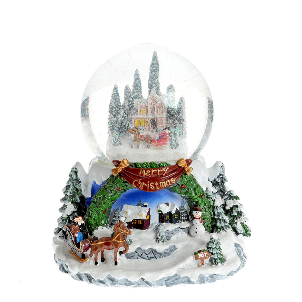 Decoratiune glob Mos Craciun cu ren 20 cm - 2 | YEO