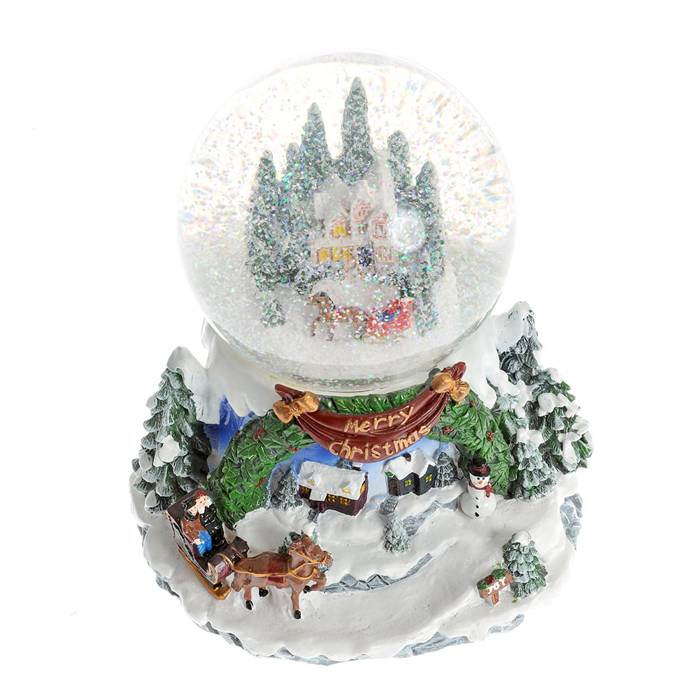 Decoratiune glob Mos Craciun cu ren 20 cm - 4 | YEO