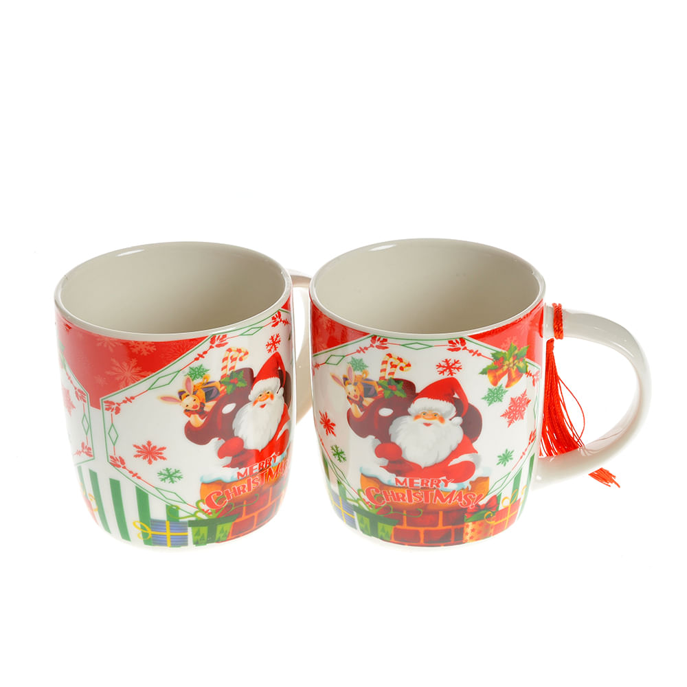 Set 2 cani  multicolore 370 ml model craciun - 3 | YEO
