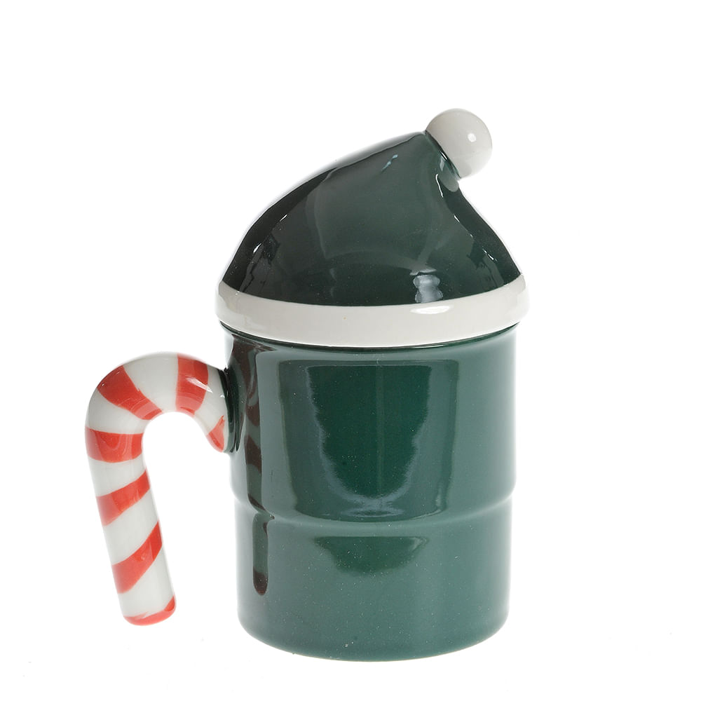 Cana verde cu capac model craciun 320 ml - 2 | YEO