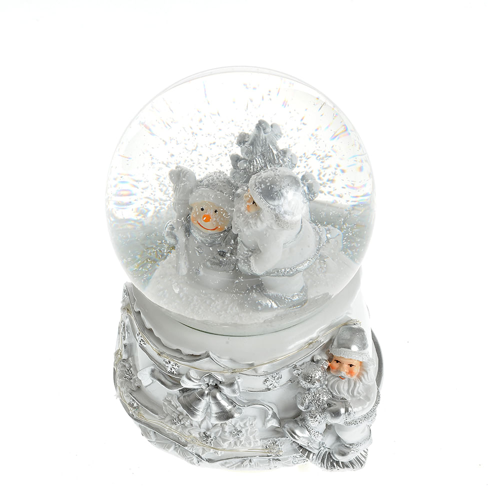 Decoratiune glob argintiu Mos Craciun 16 cm - 1 | YEO