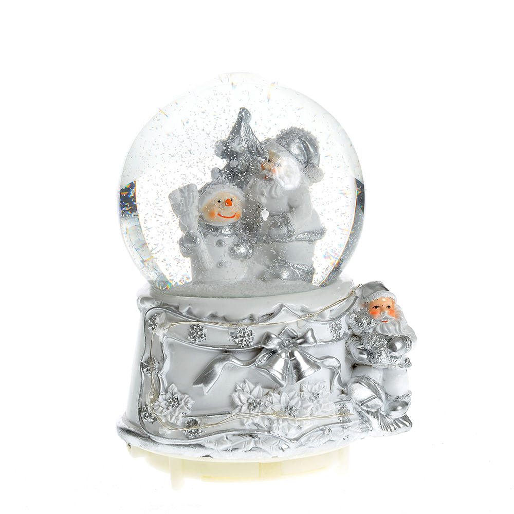 Decoratiune glob argintiu Mos Craciun 16 cm - 2 | YEO