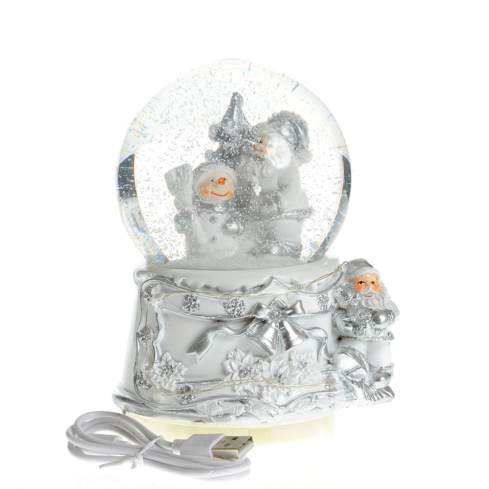 Decoratiune glob argintiu Mos Craciun 16 cm - 3 | YEO