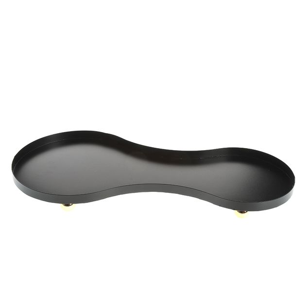 Tava decorativa neagra din metal cu forma ondulata
