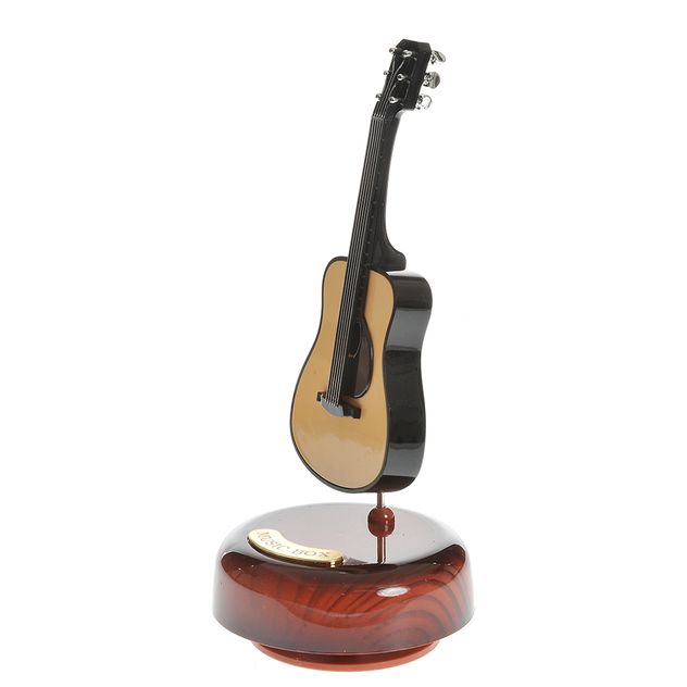 Cutie muzicala decorativa cu chitara clasica miniaturala 20 cm