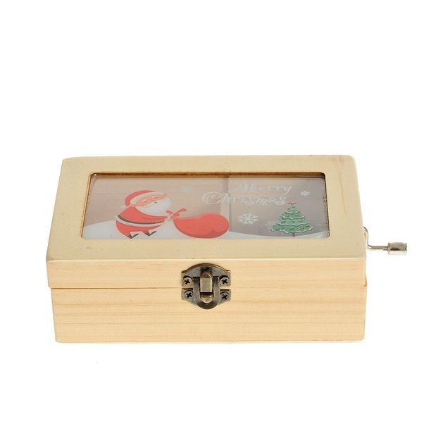 Cutie muzicala din lemn cu Mos Craciun