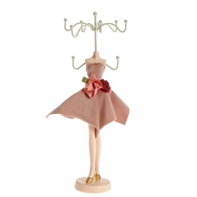 Suport bijuterii manechin cu rochie roz