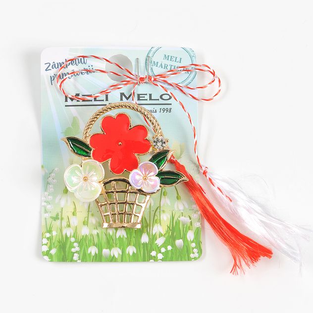 Brosa martisor  cos cu flori