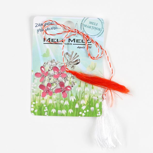 Brosa martisor buchet flori roz