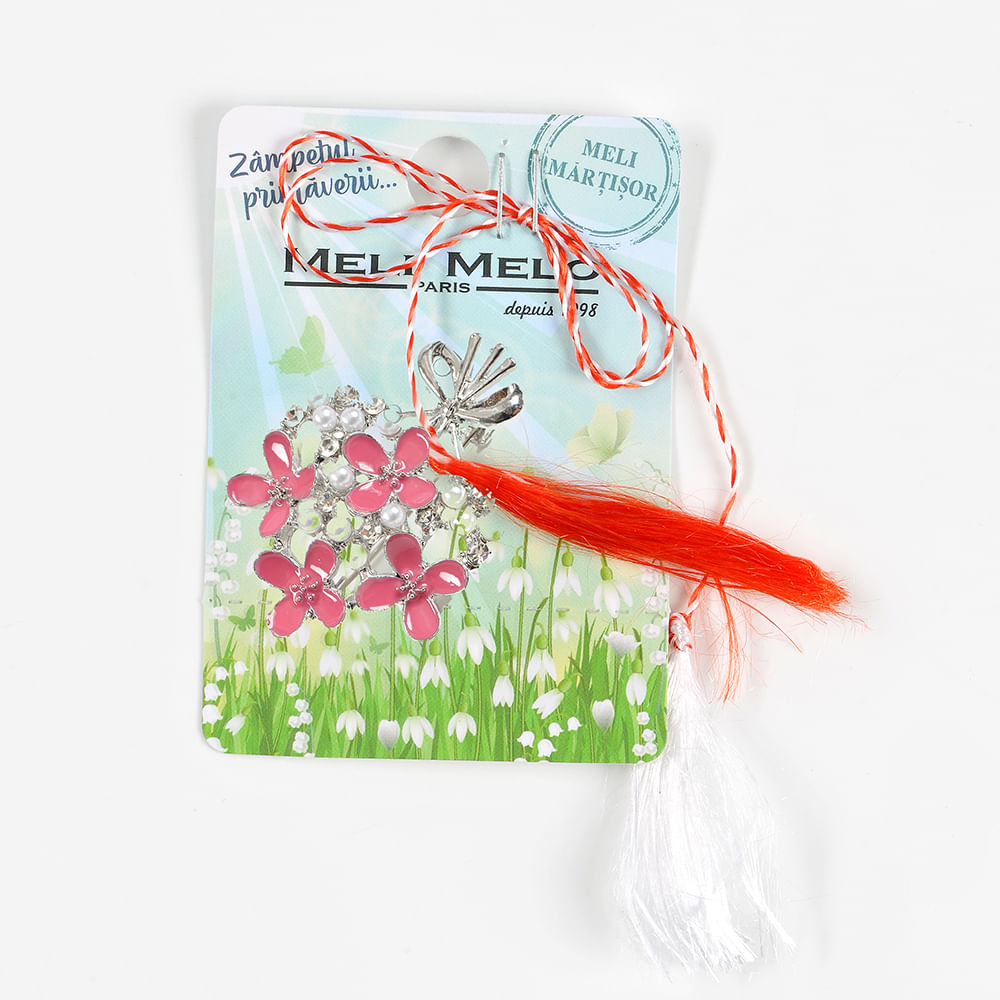 Brosa martisor buchet flori roz - 1 | YEO