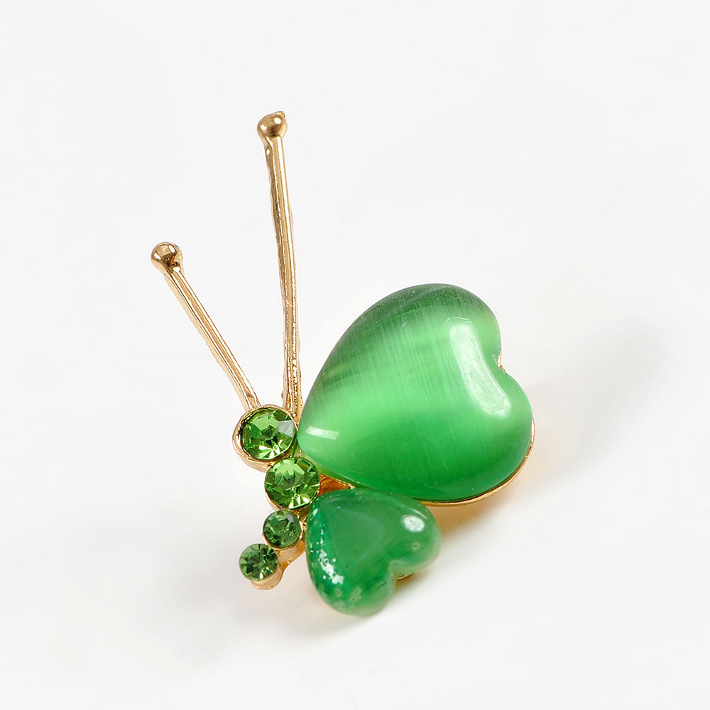 Brosa martisor fluture auriu cu aripi verzi - 2 | YEO