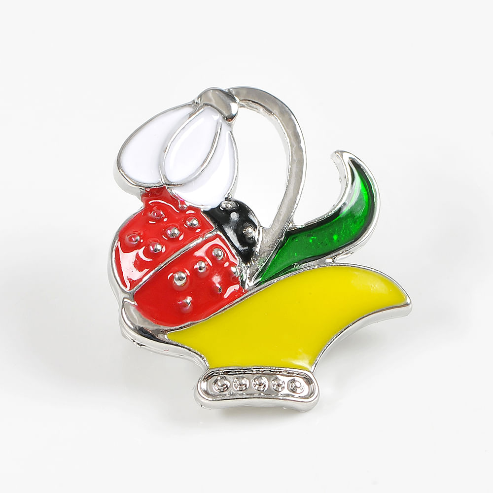 Brosa martisor cos galben cu ghiocel