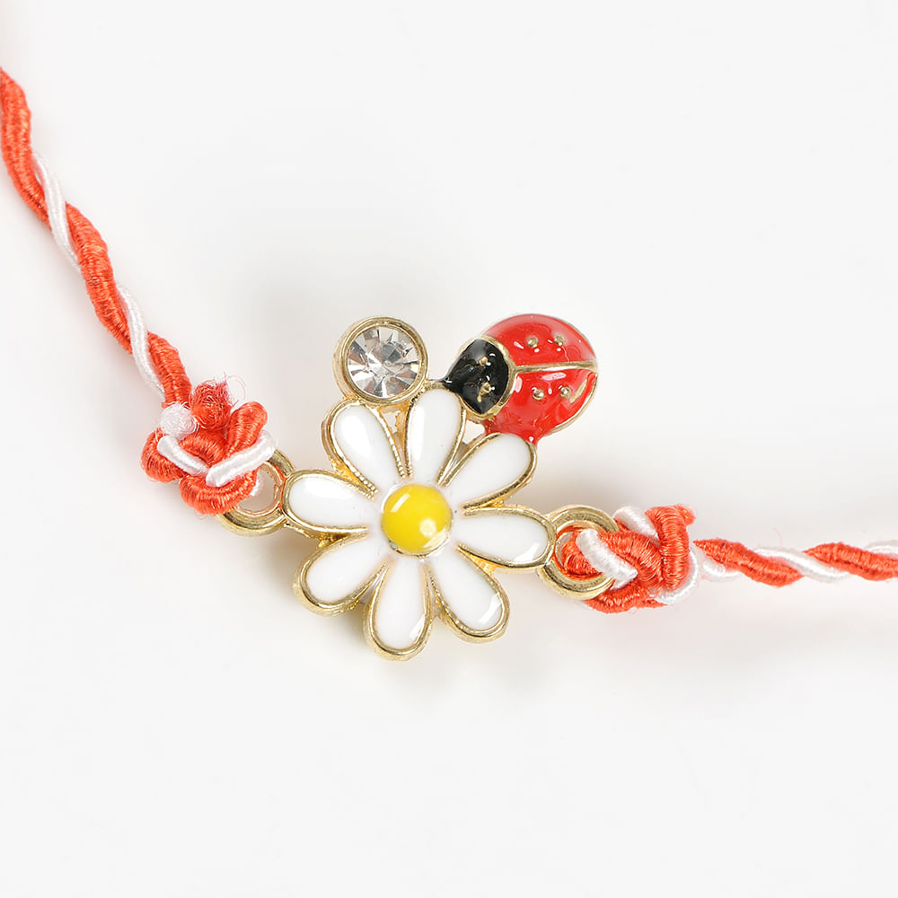 Bratara martisor floare alba cu buburuza - 2 | YEO